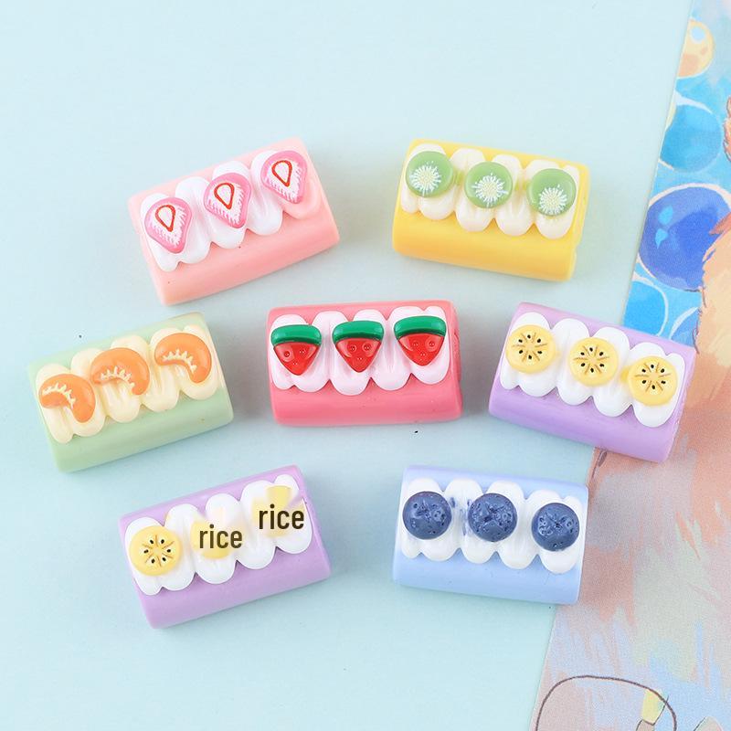 Fruit Towel Roll Play Food Charms: Handmade Resin Cartoon Accessories for DIY Crafts