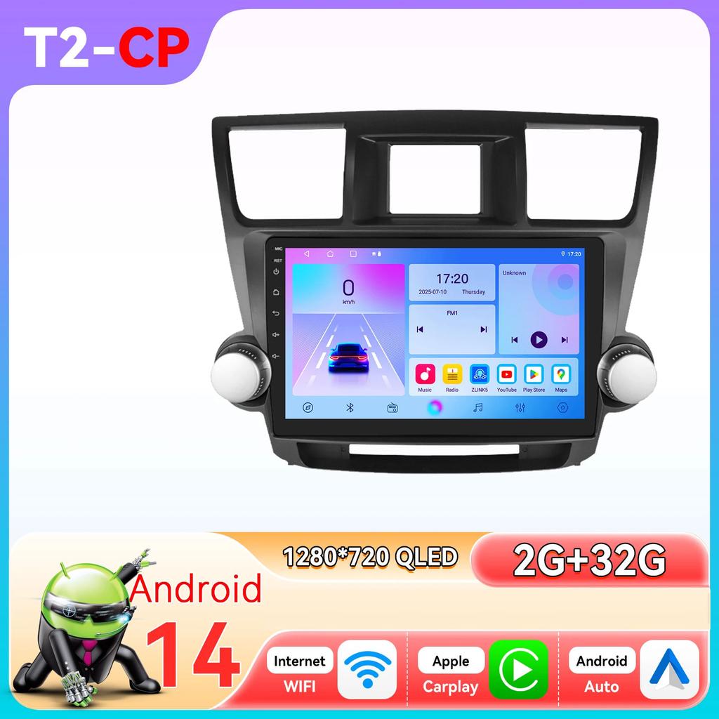 Hizpo Snapdragon AI for Toyota Highlander Kluger 2007 - 2013 Android Car Radio Multimedia Video Player GPS Navigation Intelligent Screen 4G Carplay