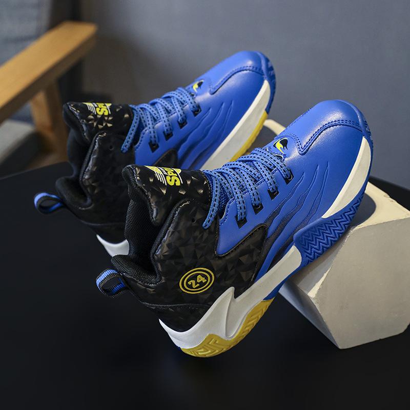 

2025 зима новые мальчики баскетбольные кроссовки бархатные теплые кожаные водонепроницаемые и морозостойкие средние и старшие мальчики спортивные хлопковые кроссовки 40