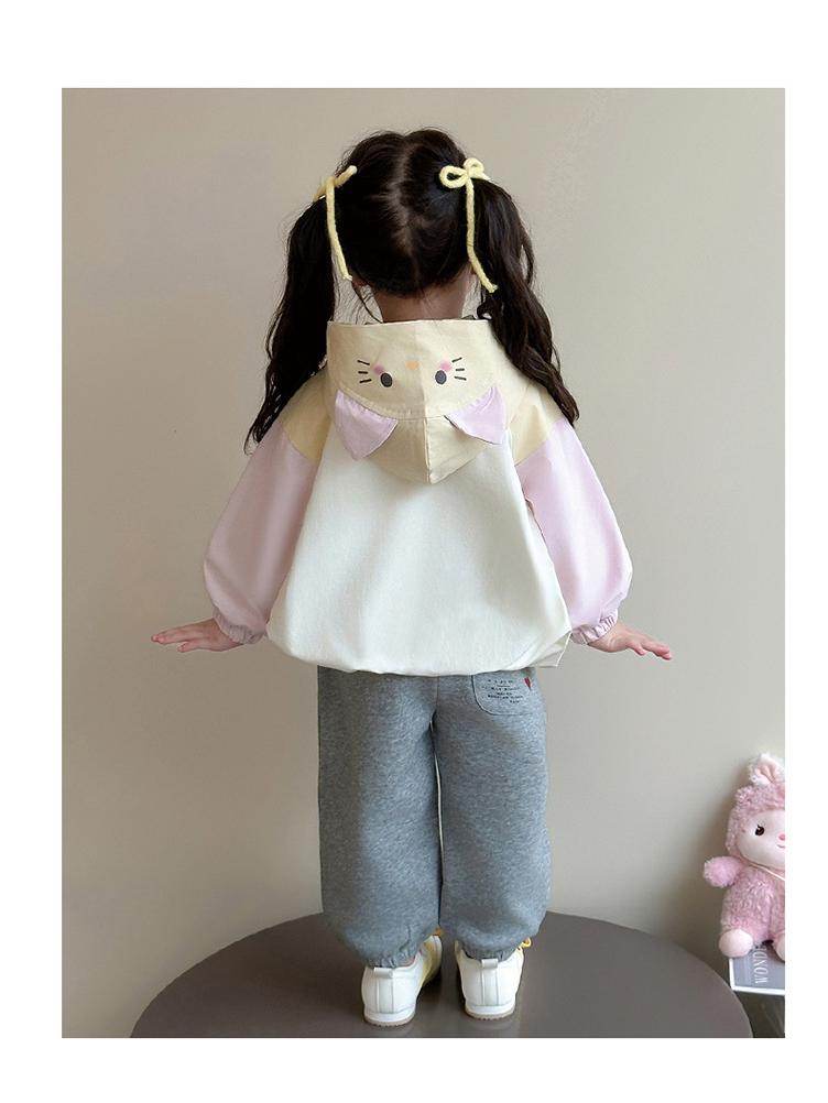 2025 Girls' Hooded Fashion Outerwear: Trendy Macaron Coat for Spring & Autumn