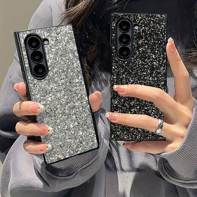 Luxurious Shiny Black Diamond Rhinestone Glitter Phone Case For Samsung Galaxy Z Fold 7 6 5 4 3 5G Fashion Protective PC Shell