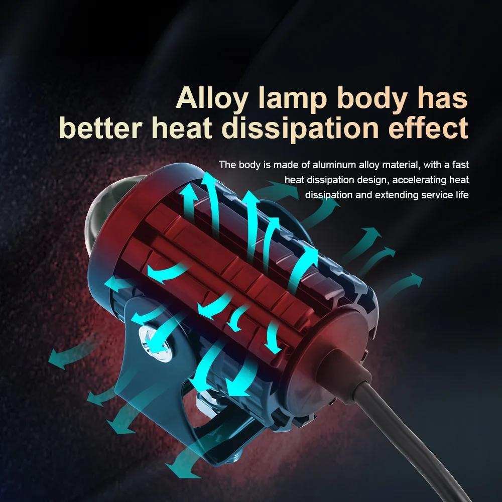 Motorcycle LED Headlight 24/12V for Truck Moto Trailer ATV Scooter Spotlights Fog Light Universal Mini Driving Light Dual Color