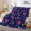 Neon Florals Flannel Blanket Warm Soft Halloween Christmas Decorative Couch Warm Cozy All-Season Gift