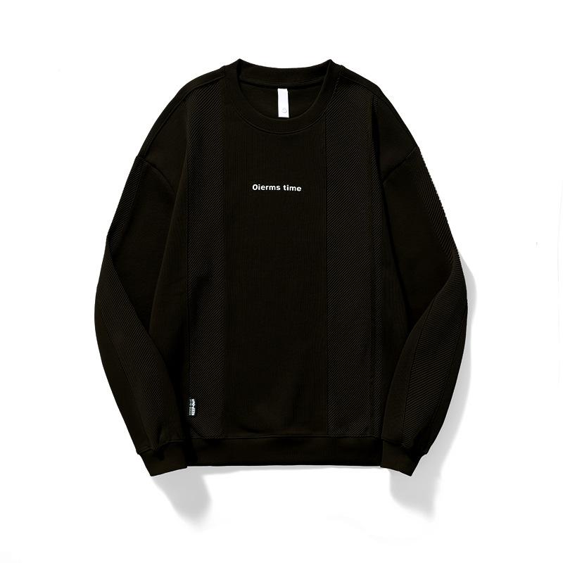 

Осенний американский модный брендовый тяжелый вязаный свитер с плетением, мужской свободный большой размер, осенне-зимняя куртка с круглым вырезом и длинным рукавом в стиле ретро Tide M чёрный