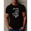Be Kind" Men's Casual Short Sleeve T-Shirt - Geometric Print, Round Neck - Perfect for Summer