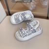 Girl Beach Sandals Summer New Kids Causal Sequins Princess Thick Bottom Sandals Fashion Open-toe Children Non-slip Beach Sandals