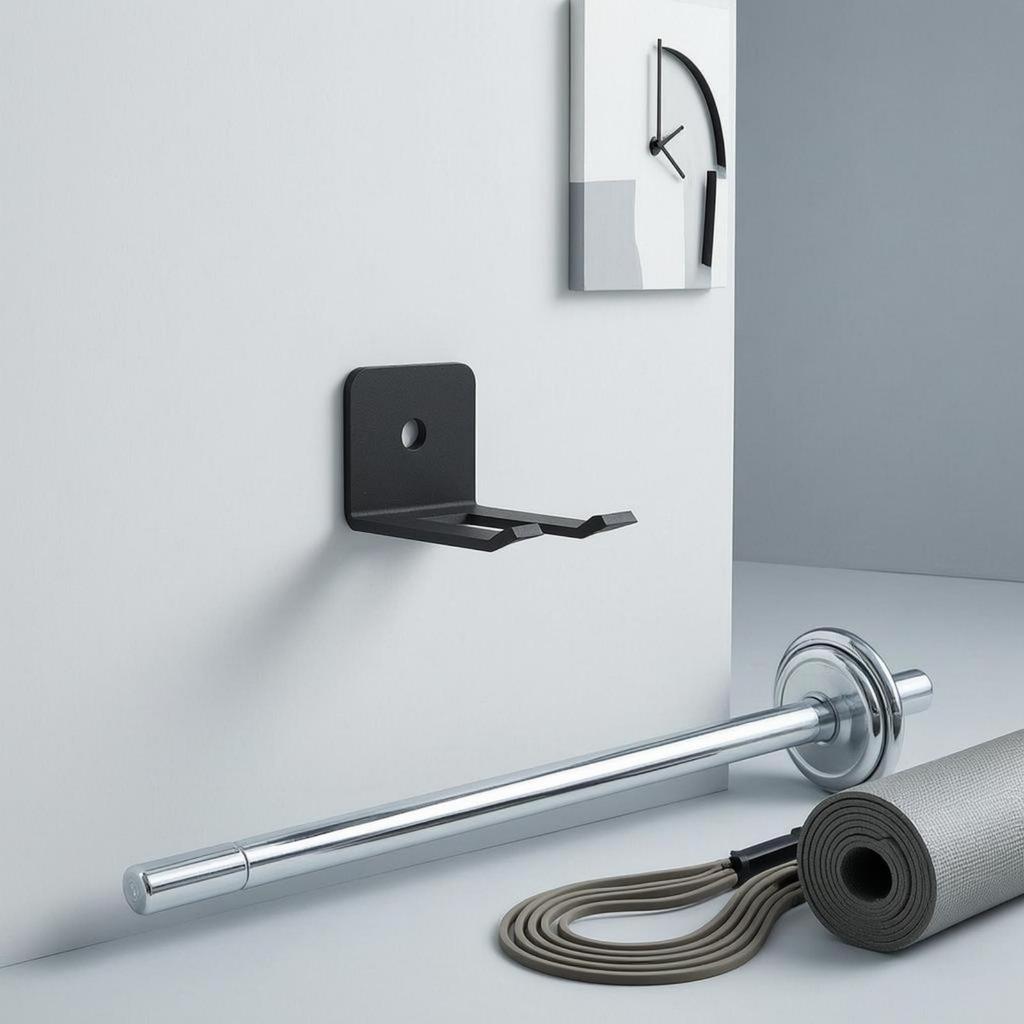 Wall-Mounted Fitness Hook Black Two-Prong Storage Bracket 4 Mm Thick
