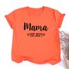 Mama Est Mom Life T Shirt Baby Announcement Slogan Women Fashion Aesthetic Streetwear Mother Gift