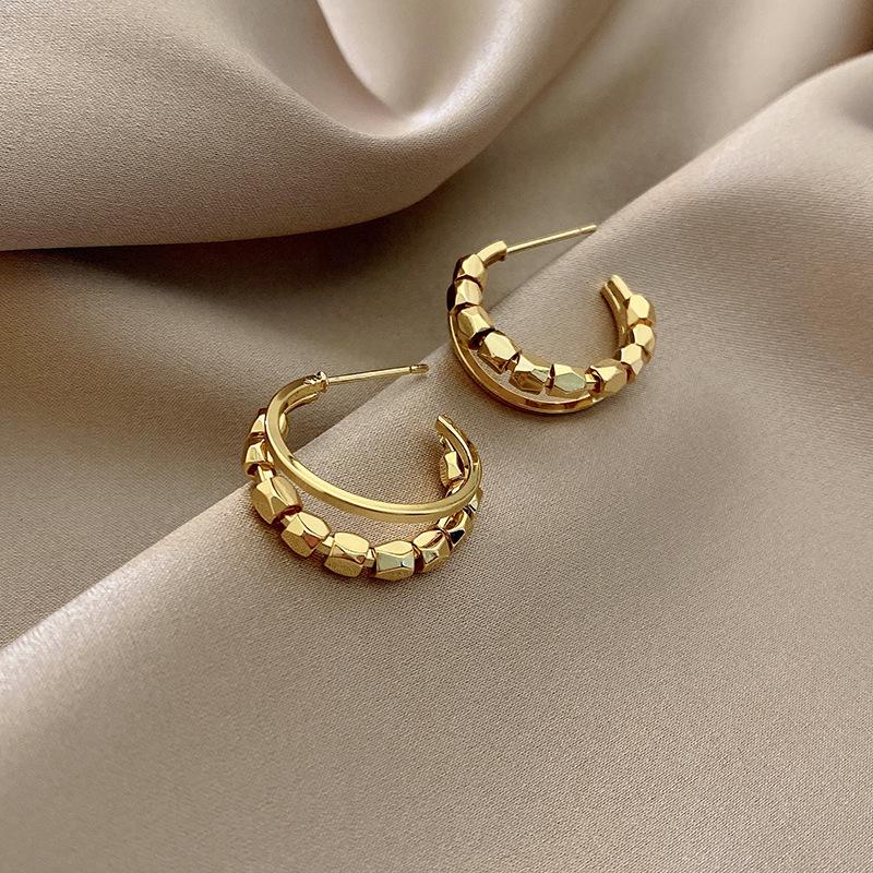 Cercei rotunzi minimaliști coreeni argintii pentru femei