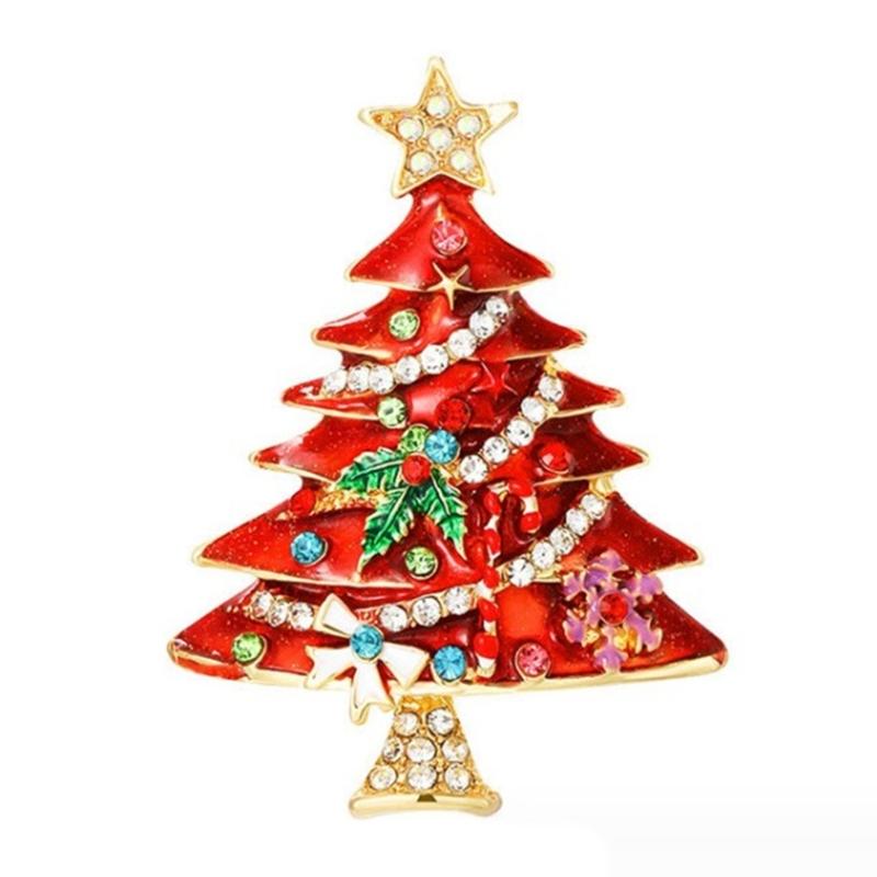 Женский Свитер Украшения Подарок Броши Булавки Стразы Кристалл Рождественская Елка Булавки красный