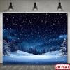 1 piece of winter night starry sky background cloth with falling snowflakes and stars-deep golden snow landscape wall de