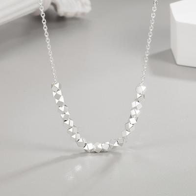 Colier de argint spart, versiunea coreeană a bijuteriilor cu lanț de claviculă pătrată geometrică