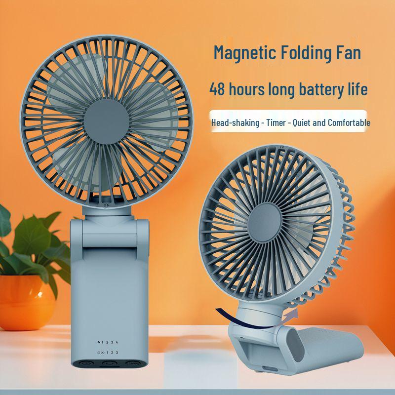 48-Hour Battery Silent Oscillating Portable Folding Fan with Magnetic Clip