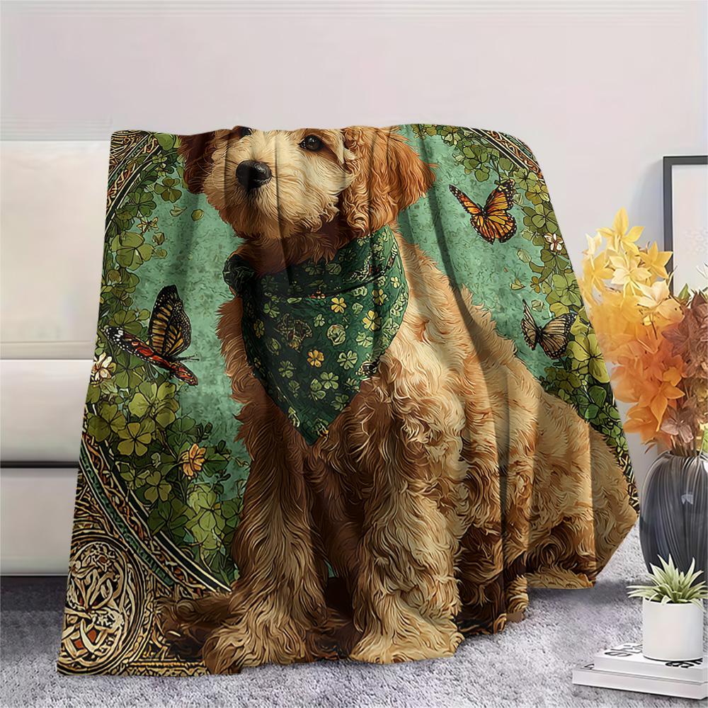 Koc Flanelowy z Nadrukiem Psów, Wysokiej Jakości, Wygodny na Wszystkie Pory Roku, Wystrój Domu, Ciepło i Komfort, Idealny na Prezenty Świąteczne