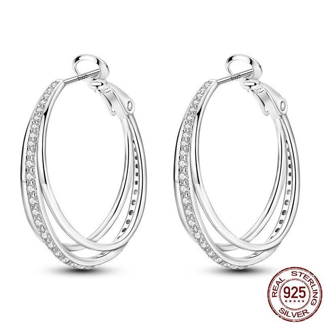 100 % echte 925 Silber Ohrringe Schneeflocke Zirkon Herzform Gold Roségold Zirkon Schmuck funkelnden Creolen Anhänger