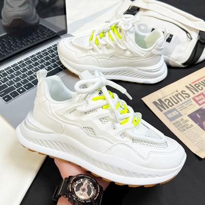 Chunky Sneaker Męskie Designerskie Buty Do Biegania Moda Casual Mikrofibra Skóra Siatka Oddychająca Zwiększona Wysokość Płaskie Buty Platformowe