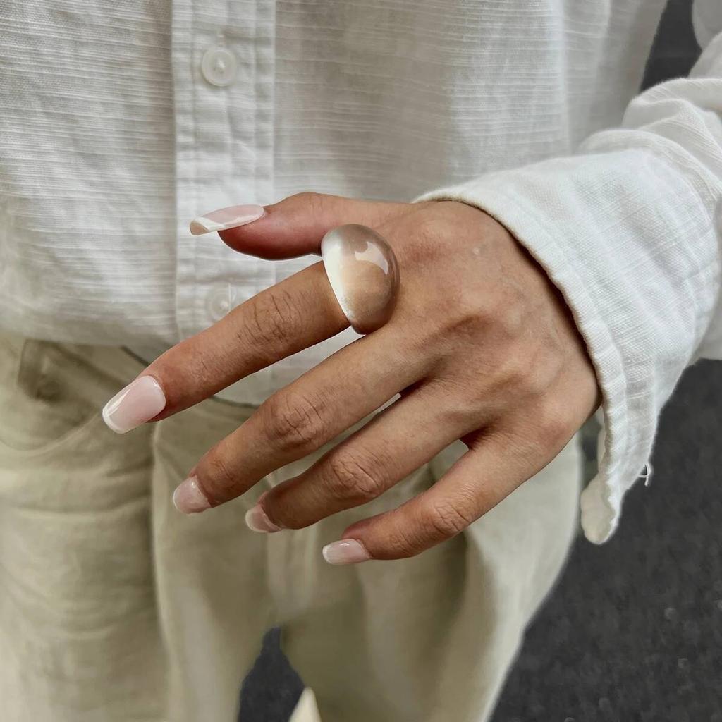 SHIXIN 5 Styles Trendy Smooth Surface Resin Acrylic Chunky Rings for Women Boho Retro Irregular Curved Finger Rings Jewelry Gift