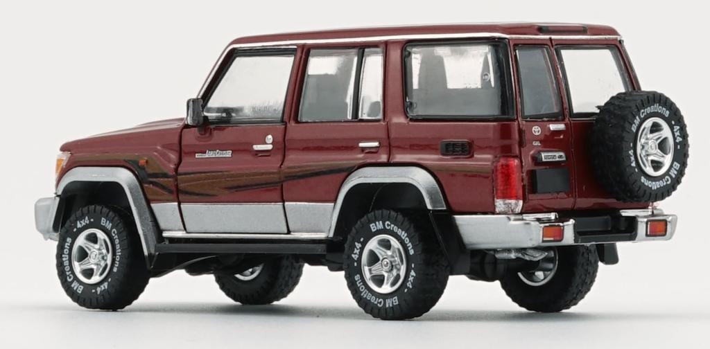 BM Creations Toyota Land Cruiser LC76 Dark Red LHD Scale Model 1/64 (64B0347)