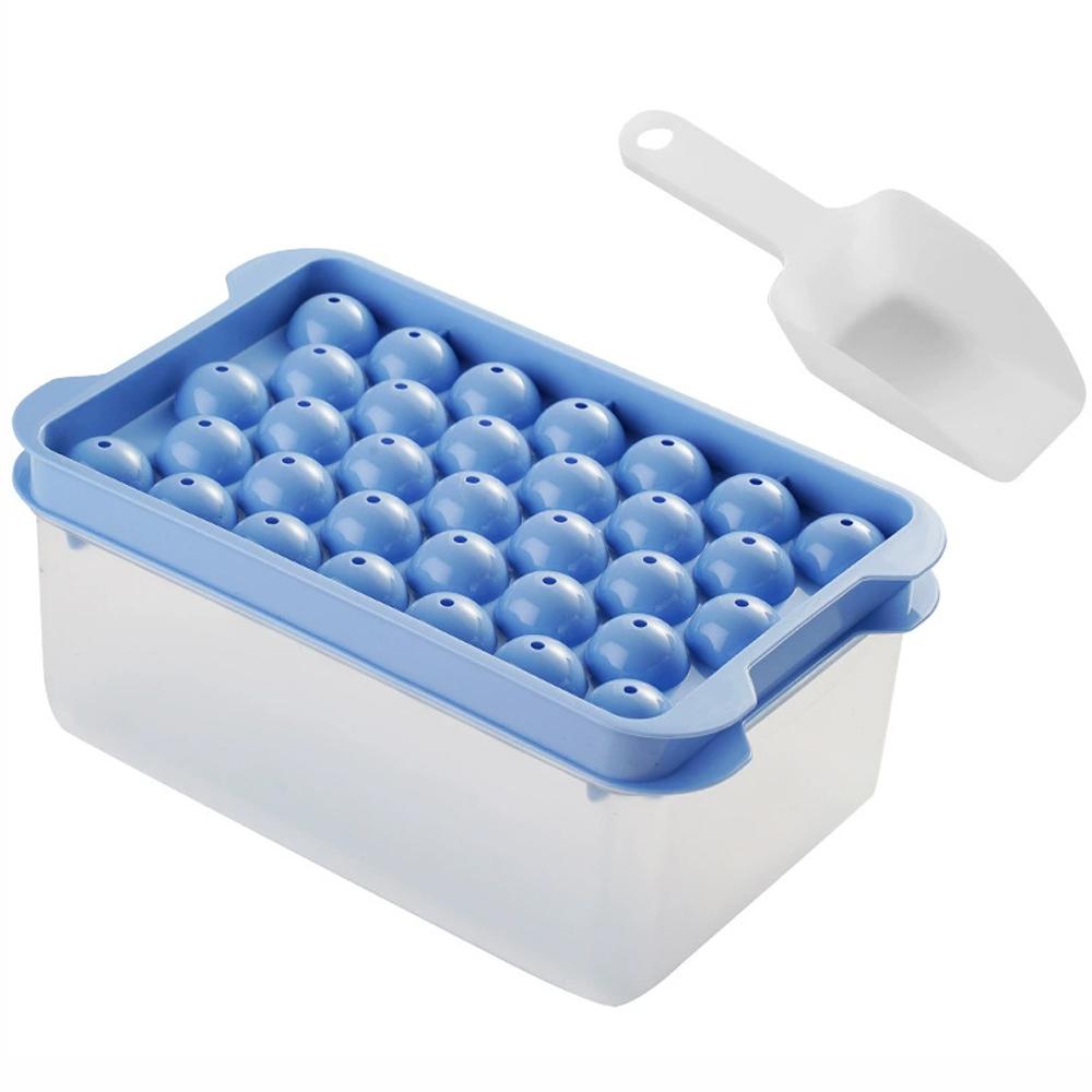 

Plastic Ice Cube Mold Large-capacity 3D Round Ice Cube Tray With Lid Ice Ball Creative Homemade Ice Ball Box Ice Cream Machine синий