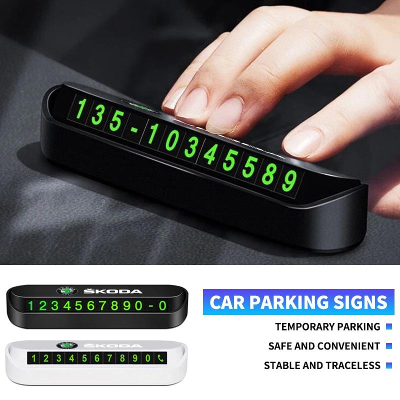 ONMS3 Car Temporary Parking Card Hidden Parking Sign Card Car Styling For Skoda Octavia Kodiaq Fabia Rapid Superb A5 A7 2 Kamiq Karoq
