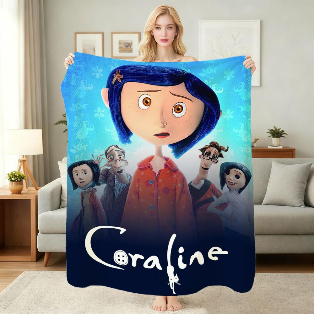 Mysterious Stop Motion Fantasy World Coraline Flannel Printed Blanket Thick Soft Fleece Blanket For Camping Travel Home Decor Holiday Gift