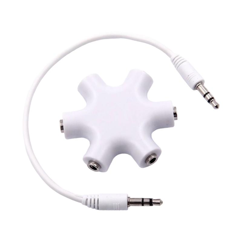 5 Port 3.5mm Music Splitter Adapters For Headphones Speakers Multiple Device Sharing With Gold Plated Connectors Design
