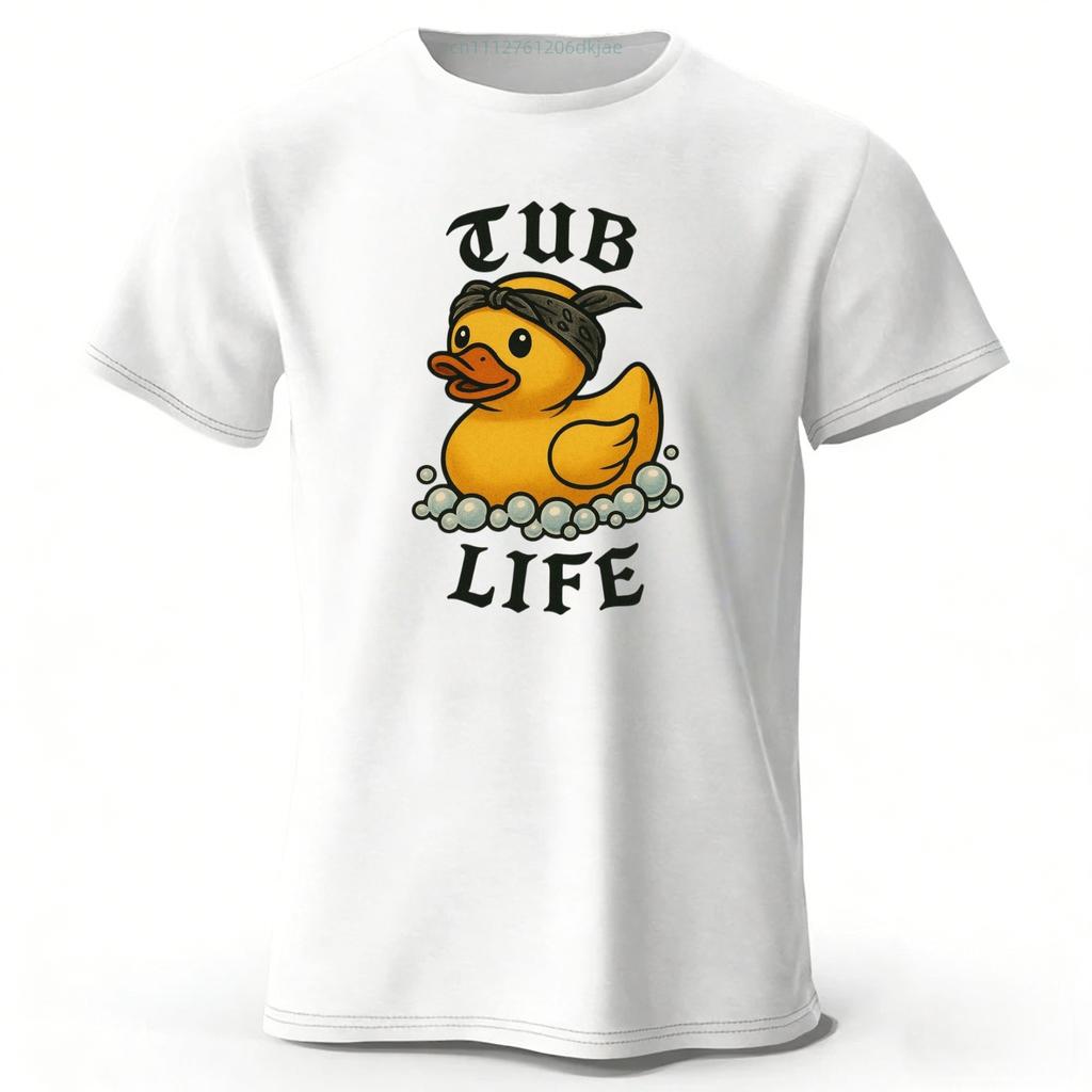 Bathing Tub Yellow Duck Pure Cotton Short Sleeves Men Loose Oversized Fashionable Casual T-shirt Y2k Street Style Top