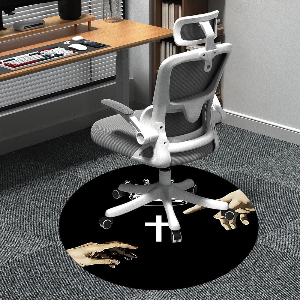 

1pc King s Crown Chair Carpet for Office, Round Non-Slip Durable Large Size Office Carpet, Suitable for Office, Beautiful Decoration 80cm