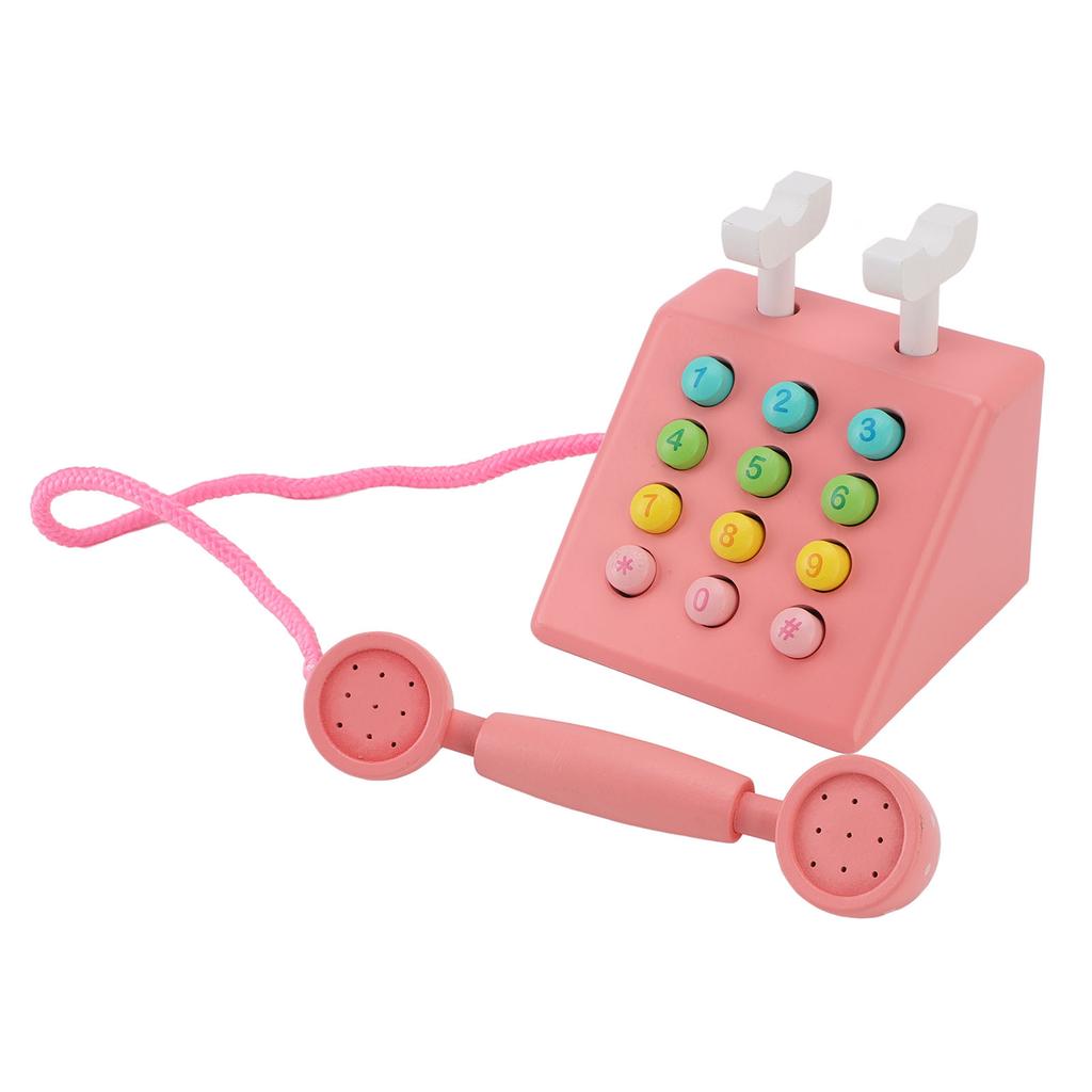 Wooden Telephone Decor High Simulation Educational Cute Decorative Phone Model Desktop Decoration for Home Office Cafe