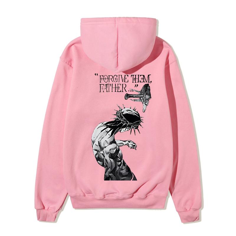 Women's Forgive Them Father Bible Verses Print Hoodie Fall Winter Adult Kids Streetwear Hoodie Causal Loose Unisex Sweatshirts