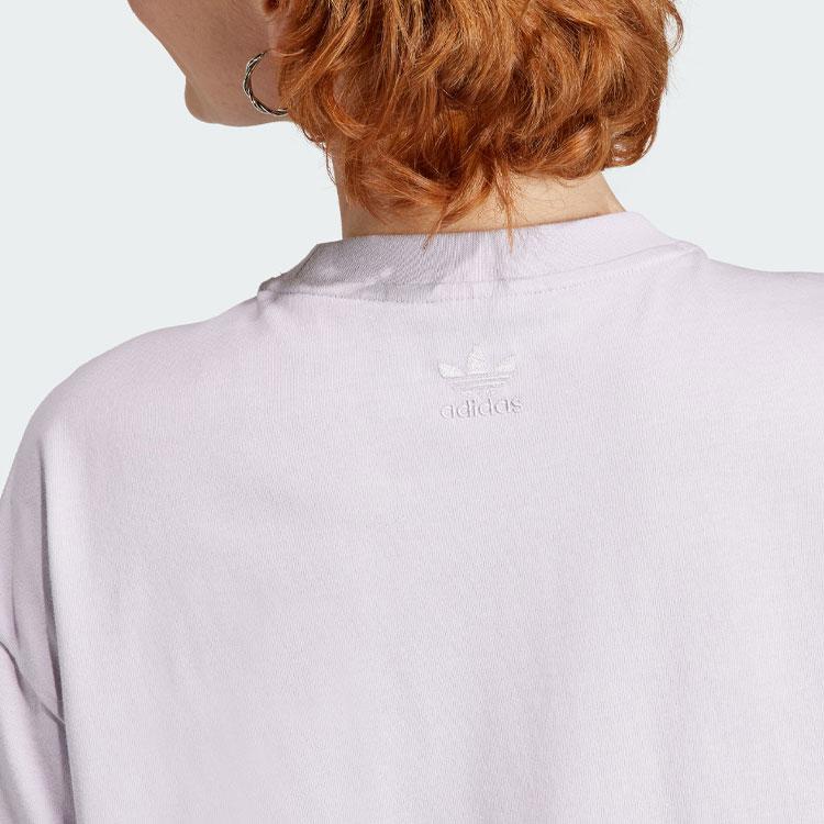 Adidas Originale Cartoon Logo Print Sport Rundhals Kurzarm Kleid Damen Kleider Hellrosa Lila IN4139