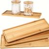Bamboo Serving Tray, Round Tea Tray for Bathroom Counter, Wooden Vanity Organizer for Decor, Coffee Snack Candle Display