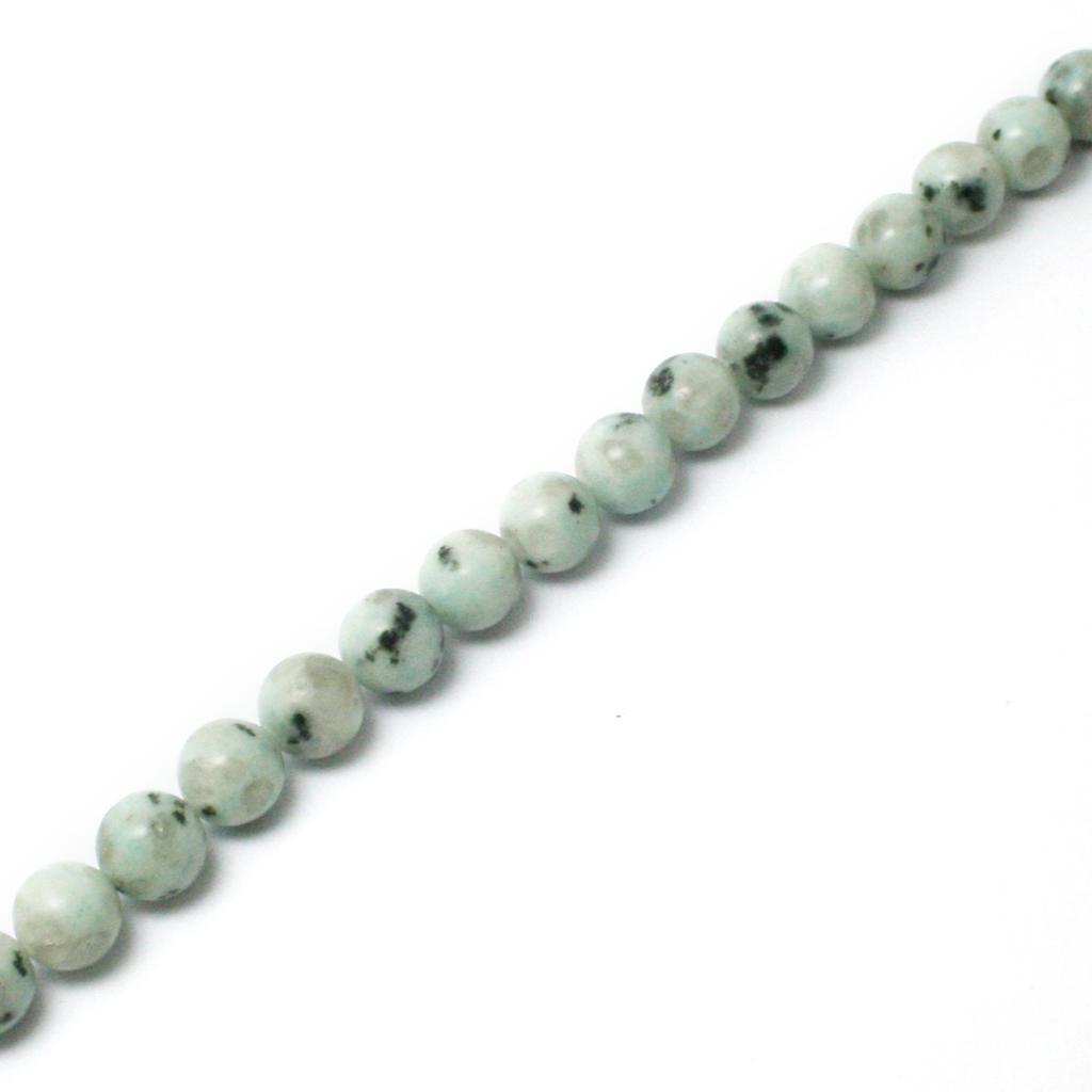 Natural Stone Smooth Tian Shan Round Loose Beads For Jewelry Making Green Black Dot Semiprecious DIY 4-10mm Bracelet Accessories