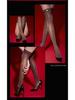 Little Matchmaker White Silk Lace Bow Thigh-High Socks with Red Trim