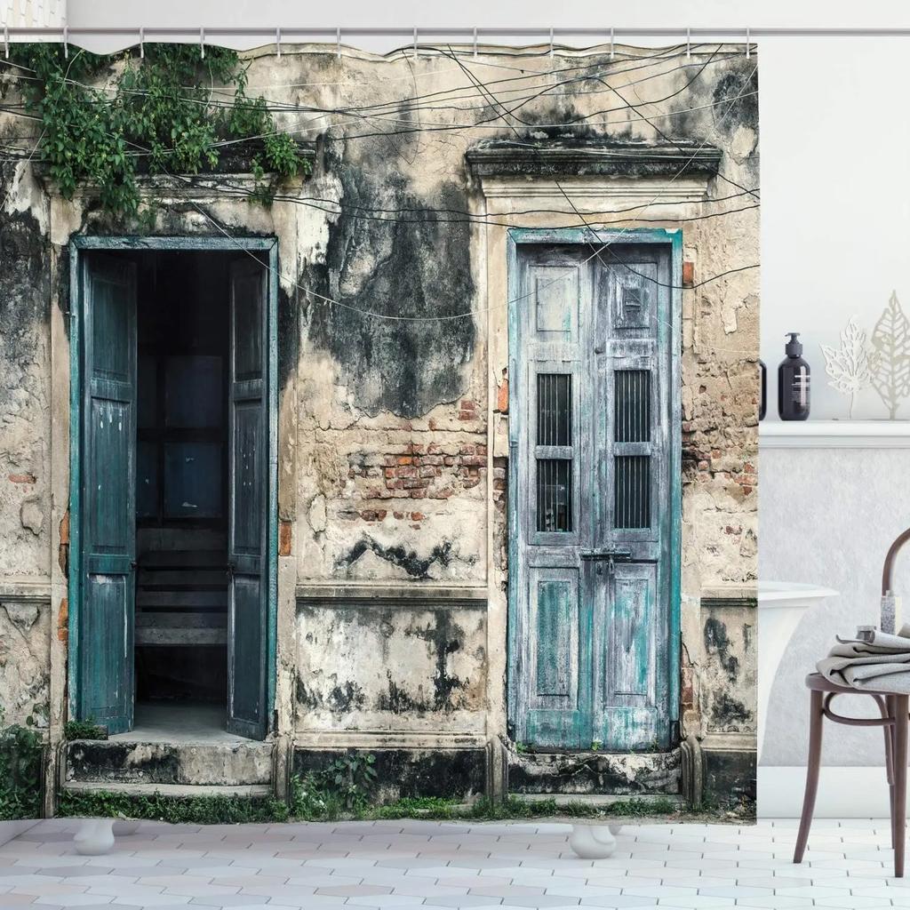 European Rural Town Street Landscape Printing Shower Curtain For Bathroom Curtains Waterproof Polyester Home Decor With Hooks