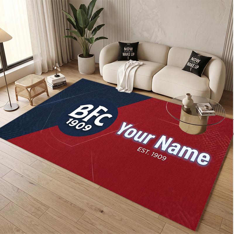 Personalized Crystal Velvet Carpet Bologna FC Pattern Non Slip Floor Rug