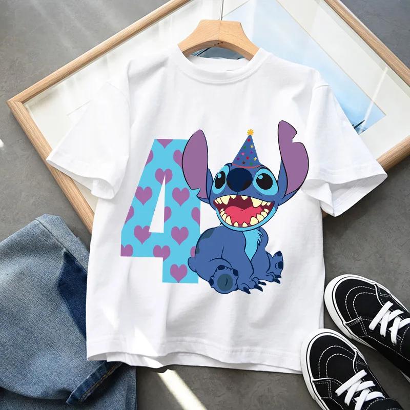 Enfants 1-9 Anniversaire Enfant T-shirts Bébé Fête Numéro Chemise Vêtements Mignon Ange T-shirt Fille Garçon Manches Courtes Vêtements Haut Cadeau