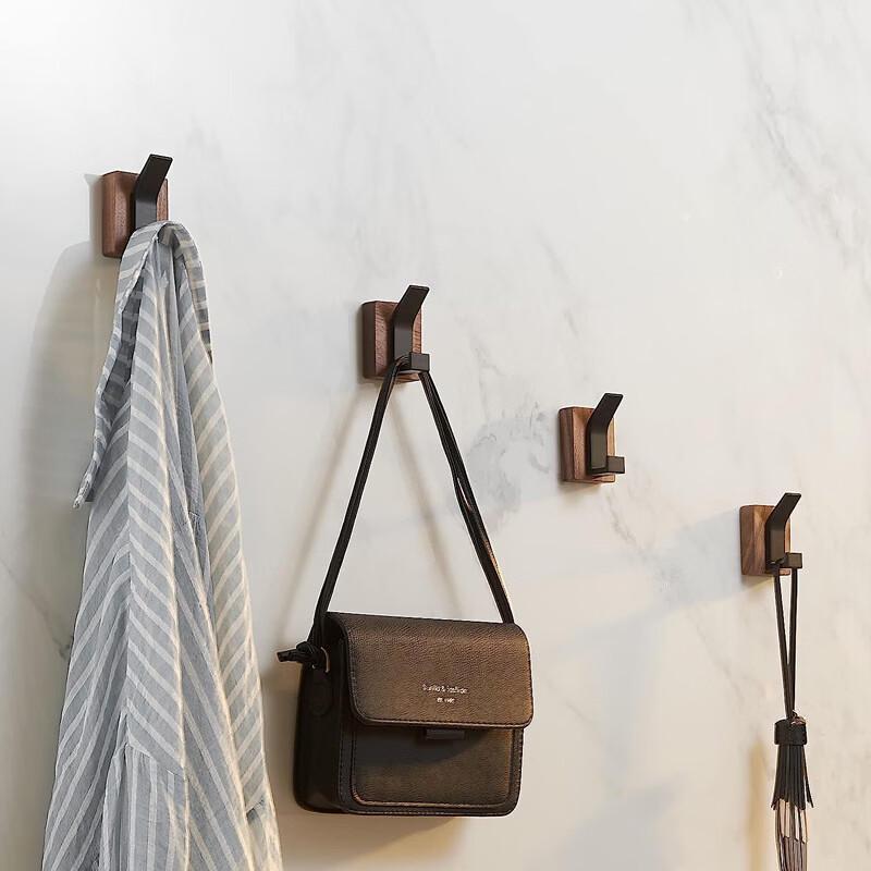 Punch-Free Black Walnut Wood Wall Hooks