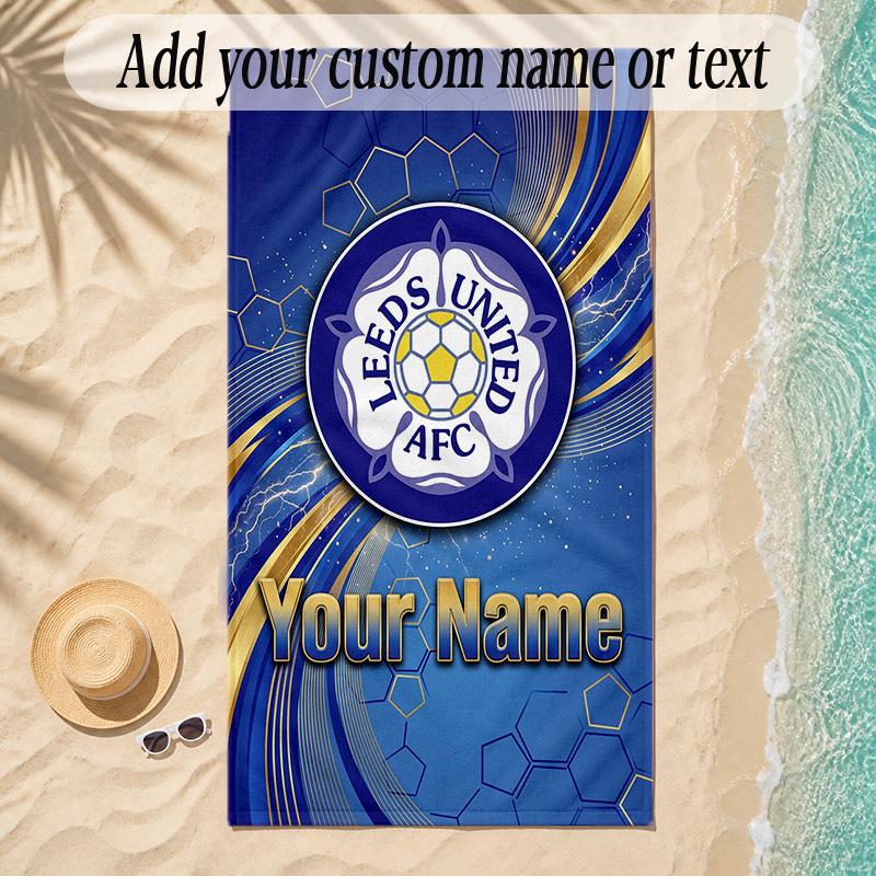 Beach TowelLeeds United Custom Name Text Personalized Soft Towel for Beach Pool Indoor Home Decor Gift