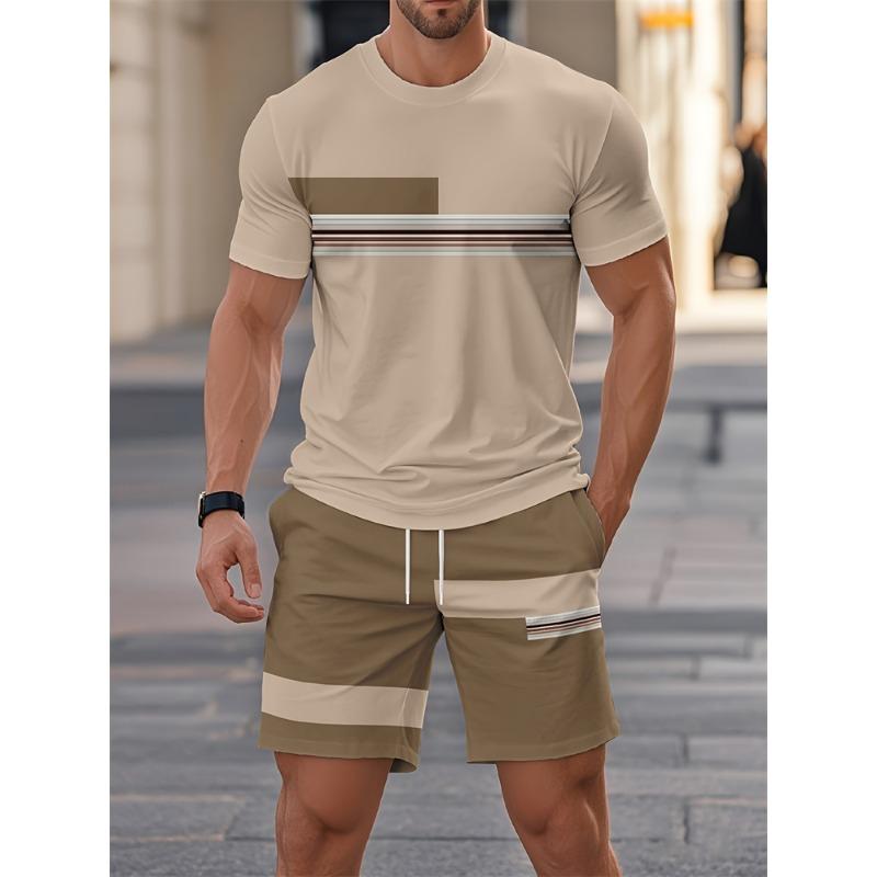 Summer Men's Short Sleeve Shorts Set Personalized Logo Printed Short Sleeve Shorts Set Loose Breathable Casual Fashion