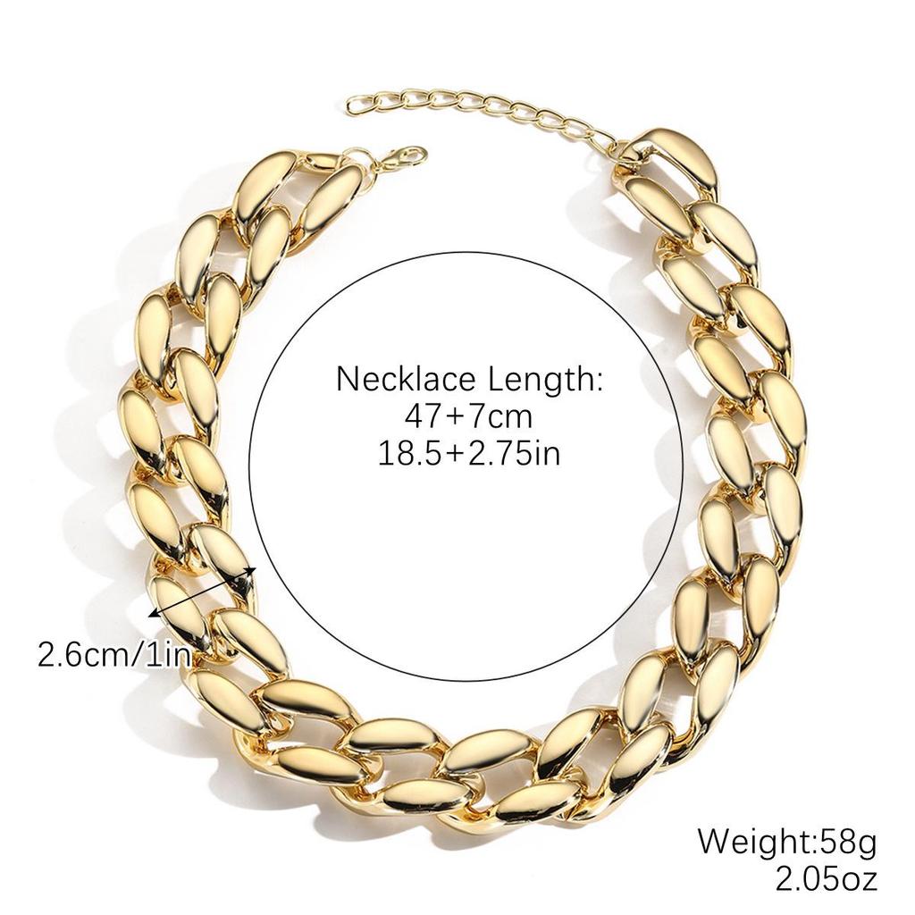 Exaggerated Hip-hop Acrylic Chain Necklace – Gold & Chain Accents for Women