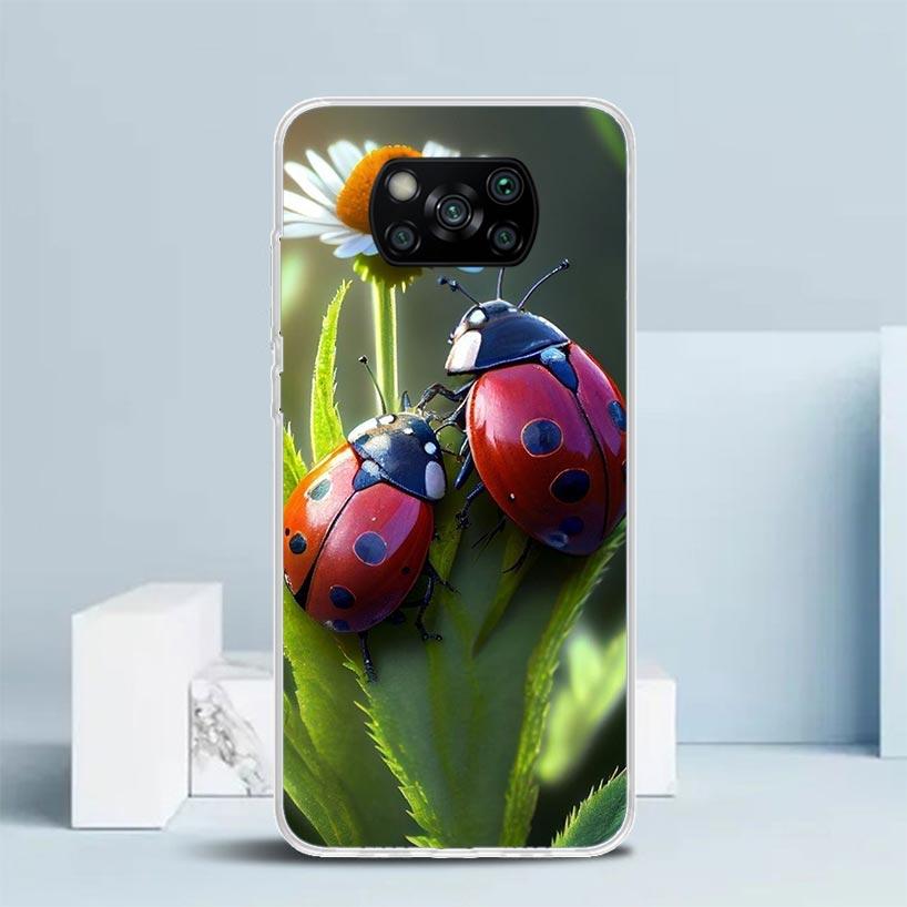 Insect Seven-Star ladybug Phone Case For Xiaomi Poco F7 Ultra X5 X6 X7 Pro M7 Redmi 15C 15 13C 13 12C 12 10C 10 10A 9 9C 9A 9T C