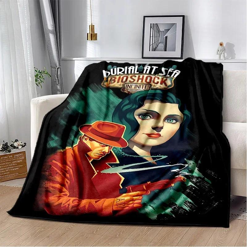 3D Retro BioShock Game Gamer Blanket,Soft Throw Blanket for Home Bedroom Bed Sofa Picnic Travel Office Rest Cover Blanket Kids