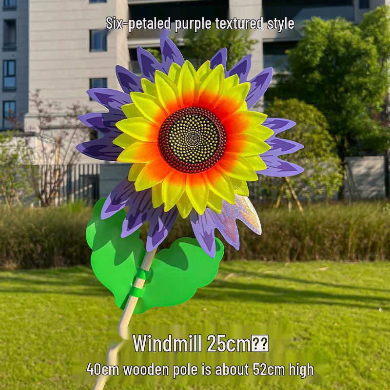 Colorful Sunflower Double-Layer Children's Handheld Pinwheel for Outdoor Decoration