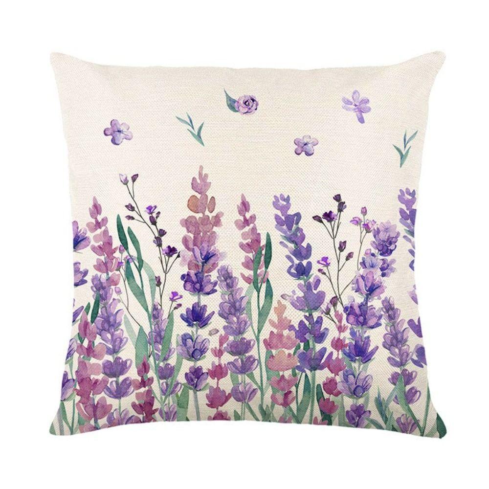 Polyester Material Cushion Cover Lavender Style Pattern Home Decor Pillowcase Home Decor
