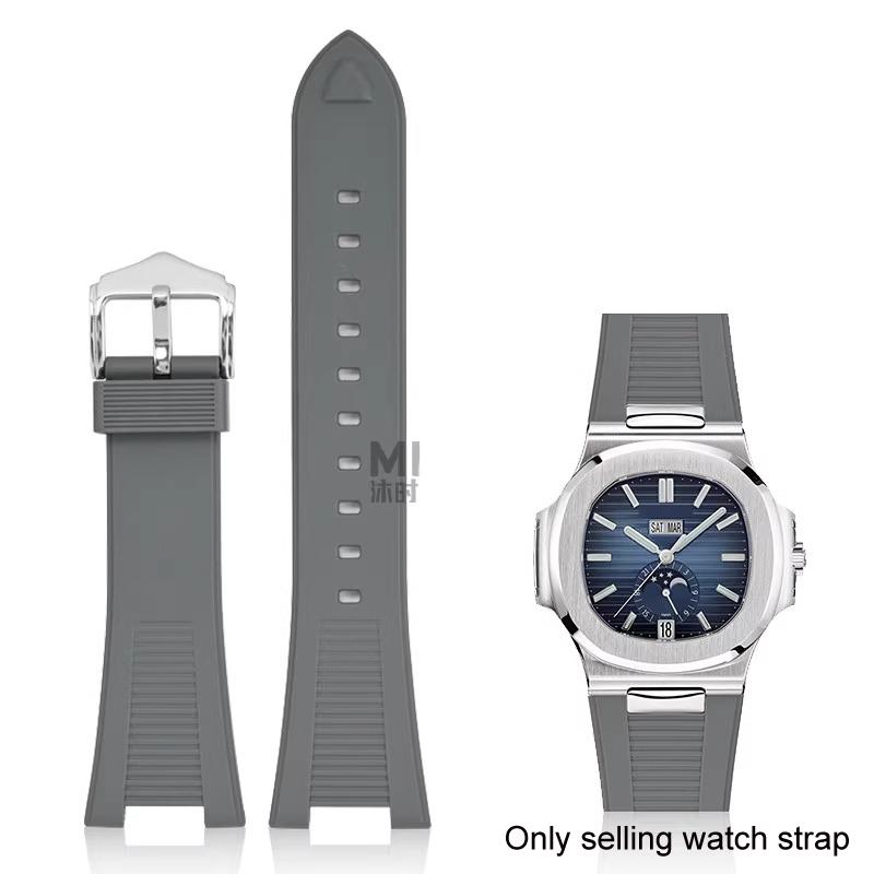 Horlogebanden en accessoires voor Patek Philippe Nautilus 5711 5712 5726 5980 vloeibare siliconen horlogeband 25mm-12mm Armband