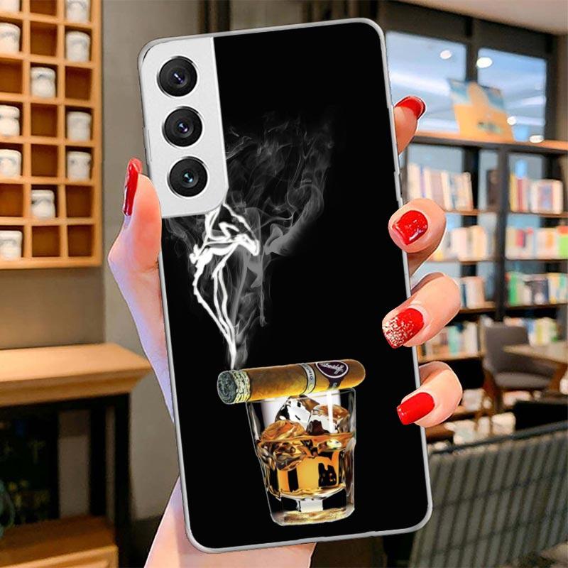 

Cigar Whiskey Ice Drink Cover Phone Case For Samsung Galaxy S26 S25 Edge S24 Ultra S23 S22 Plus S21 S20 FE Soft Fundas Shell Gal Samsung S21