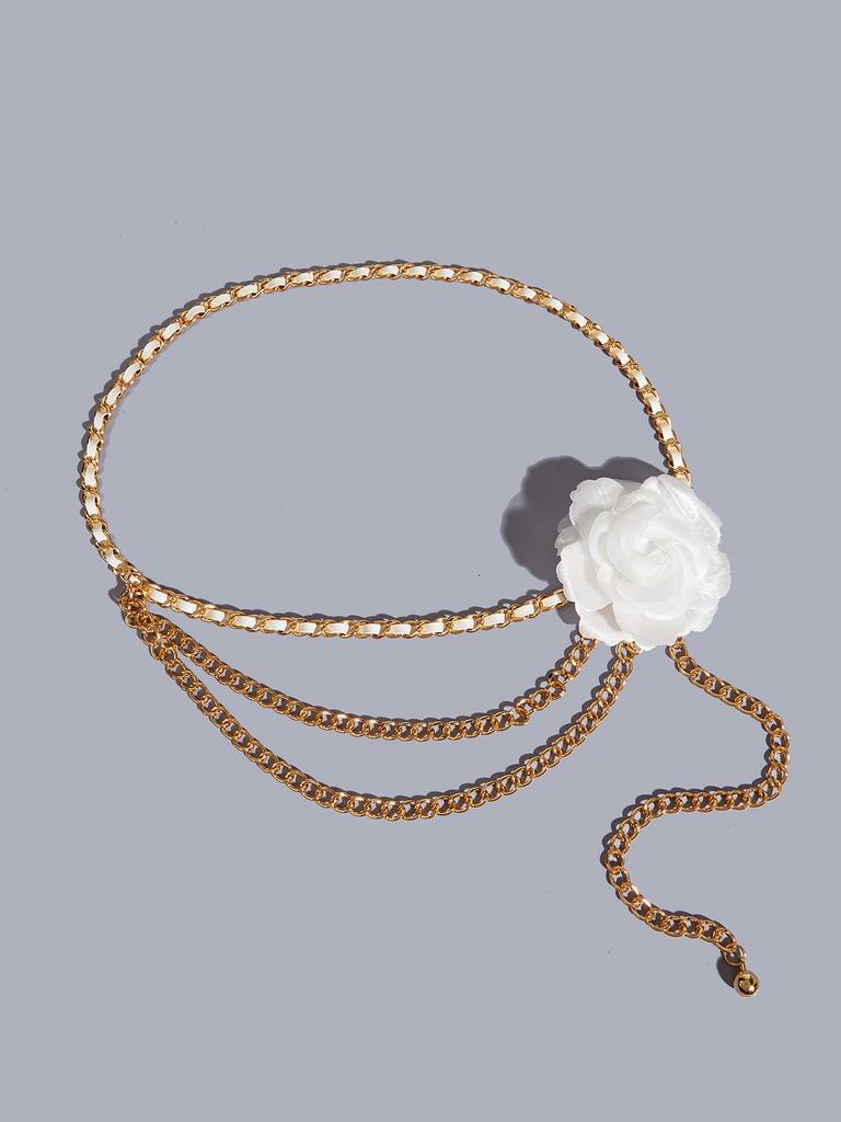 Metall-Blumen-Ketten gürtel mit künstlerischem Blumendesign für modebewusste Frauen