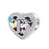 Multi Color Charms Fit Fashion Original Bracelets 925 Silver Colorful Zircon Rainbow Bead Love Heart Clip Charm DIY Jewelry