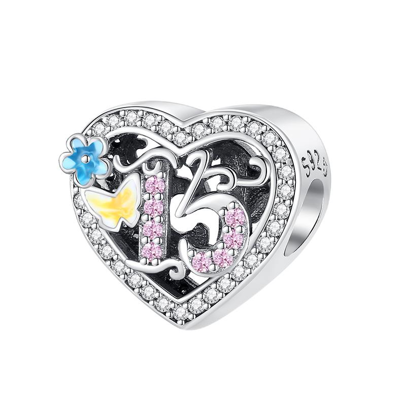 Multi Color Charms Fit Fashion Original Bracelets 925 Silver Colorful Zircon Rainbow Bead Love Heart Clip Charm DIY Jewelry